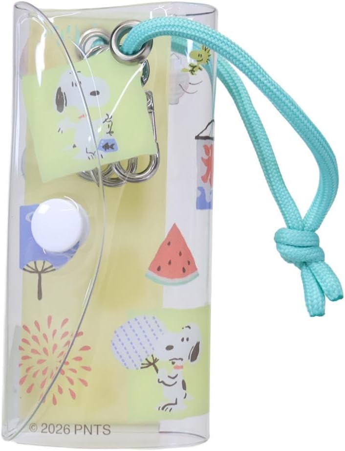 Snoopy Clear Mini 3 Pocket Pouch Flyer Blue Summer Pattern Snoopy