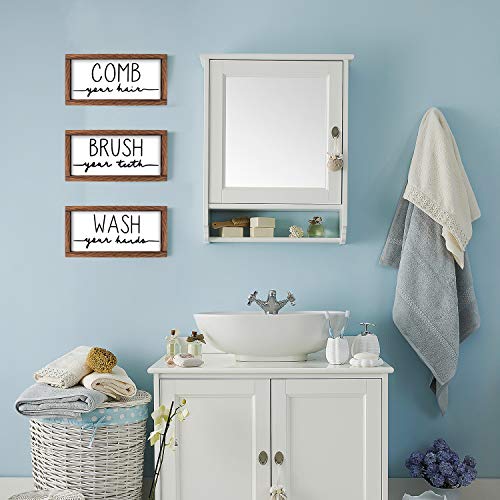 LIBWYS-Bathroom-Sign-Plaque-Set-of-3-Wash-Your-Hands-Brush-Your-Teeth-Comb-Your-Hair-Decorative-Rustic-Wood-Farmhouse-Bathroom-Wall-Decor-White LIBWYS Bathroom Sign Plaque Set of 3 Wash Your Hands Brush Your Teeth Comb Your Hair Decorative Rustic Wood Farmhouse Bathroom Wall Decor White