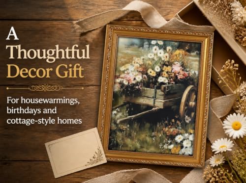 ApexBlume Vintage Wildflower Wooden Cart Framed Wall Art - image 7
