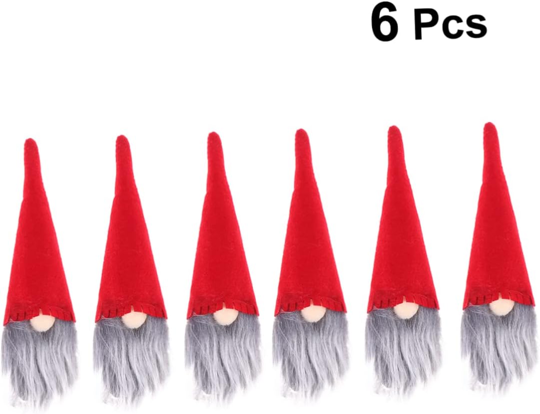 Red Christmas Hat Wine Bottle Set Cover, 6pcs Nonwoven Home Hotel Decor