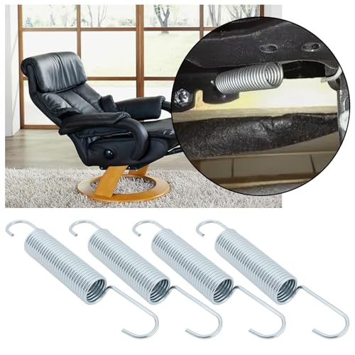 Briny River 4 Stück 125x18x2mm Liegestuhlfedern Verzinkter Stahl Doppelhaken-Zugfedern Ersatzteil Geeignet für Liegestühle Und Sofas