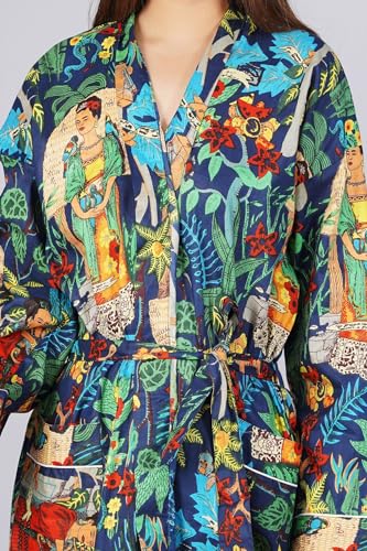 Image of Cotton Women Stylish Printed Kimono, Bath Robe,Night Wear Suit,Swim Wear, Night Dress, Beach Wear