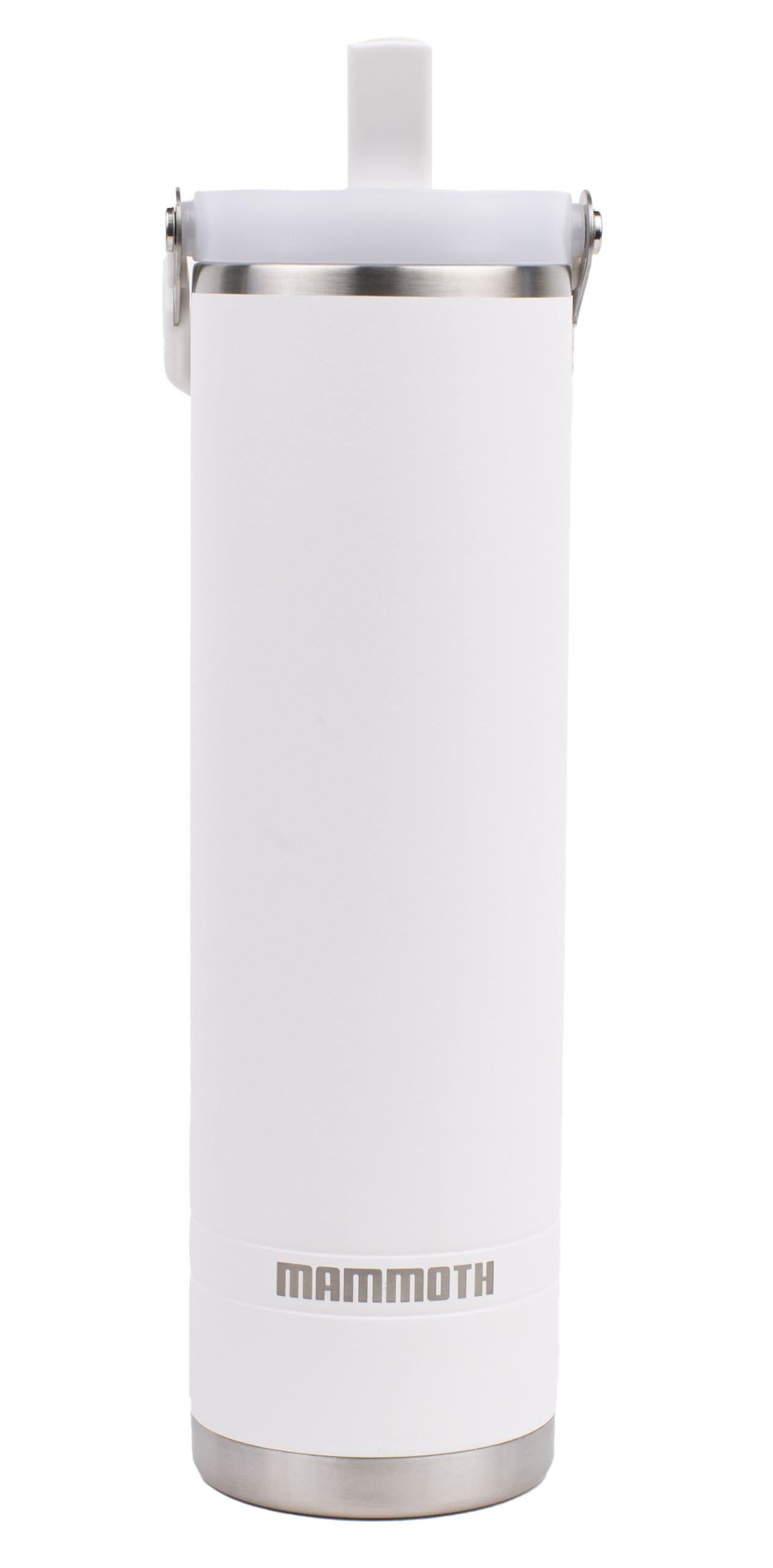 Mammoth Ascent White 20 oz Tumbler, Insulated water bottle with 2-in-1 flip straw lid and top handle