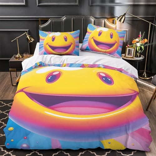 Parure de lit microfibre visage souriant 140x200 sans repassage - 4
