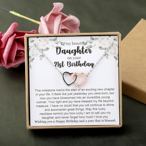 OKEYCH Turning 21 Gift To My Beautiful Daughter on 21th Birthday Necklace Daughter 21st Birthday Gift from Mom Dad3