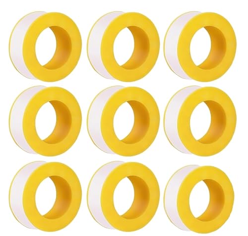 PTFE Pipe Sealant Tape,9 Rolls Thread Seal Plumbers Tape, White Plumbing Band Strip Industrial Thread Seal Tape for Plumber, PTFE High Density Threads Tape Roll for Gas Line