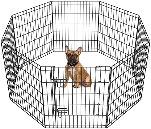Yaheetech 8 Panel Puppy Playpen Metal Pet Pen for Small Animals Foldable Dog Exercise Pen Cat Rabbit Fence for Yard/Garden/RV/Camping 76cm High