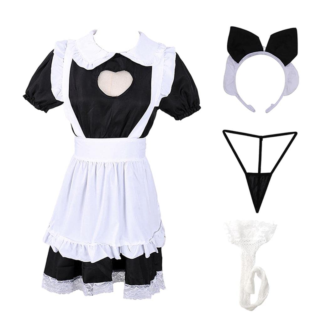 CALANDIS® Women Cosplay French Maid Uniform Apron Fancy Dress B