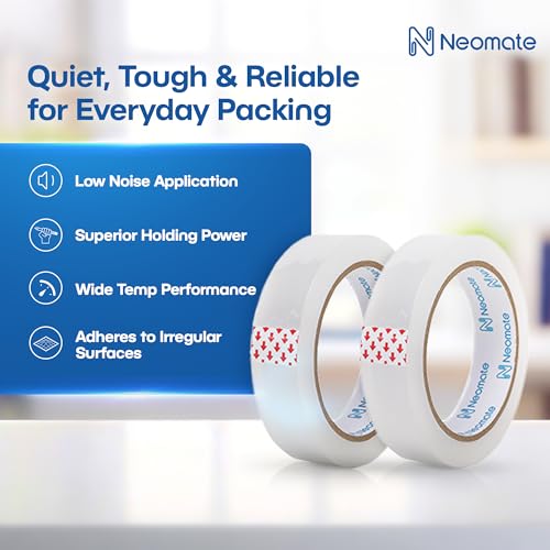Image of Neomate Low Noise Cello Tape | 1 Inch (24mm x 65m), Transparent | Set of 3 | Multipurpose Adhesive Tape for Office, Home, and Craft Projects