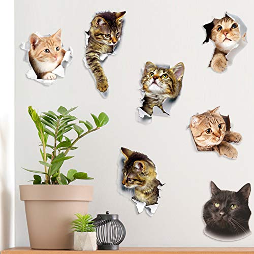 12Pcs Cartoon Animals Cute Cat Emoticons Wall Stickers, Removable Vinyl Cats Wallpaper Murals, 3D Art Home Decor Cat Decal For Bedroom Fridge Car Toilet Seat… #TOP1