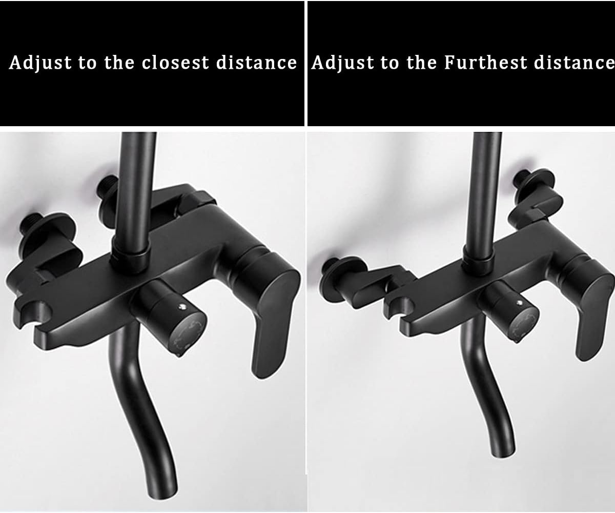 Solid Brass Bathtub Wall Mount Shower Faucet Claw Foot Adjustable Swing Arm 3-3/8" Adapter Replacement Part (Black)