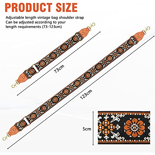 Purse Strap, Wide Shoulder Strap, Shoulder Strap Adjustable Replacement For Bags, Retro Embroidery Multi-Pattern Crossbody Bag Straps For Handbag, Shoulder Bags, Crossbody Bags(Vintage Brown Print) #TOP3