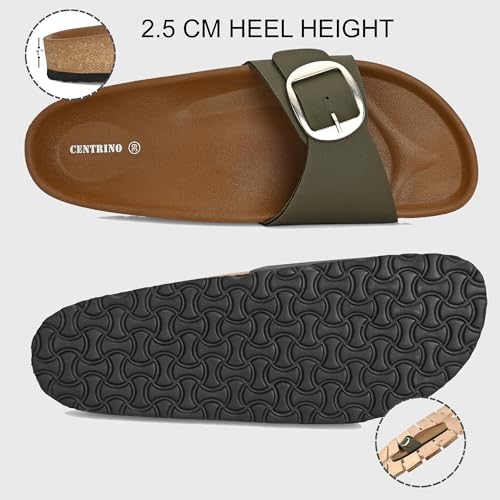 Image of Centrino Women's Berkin-Style Slip-On Sandals | Open Toe Design | Soft PU Footbed | Lightweight & Comfortable | Arch Support | On-Grip Sole | Casual Outdoor Wear (9228)
