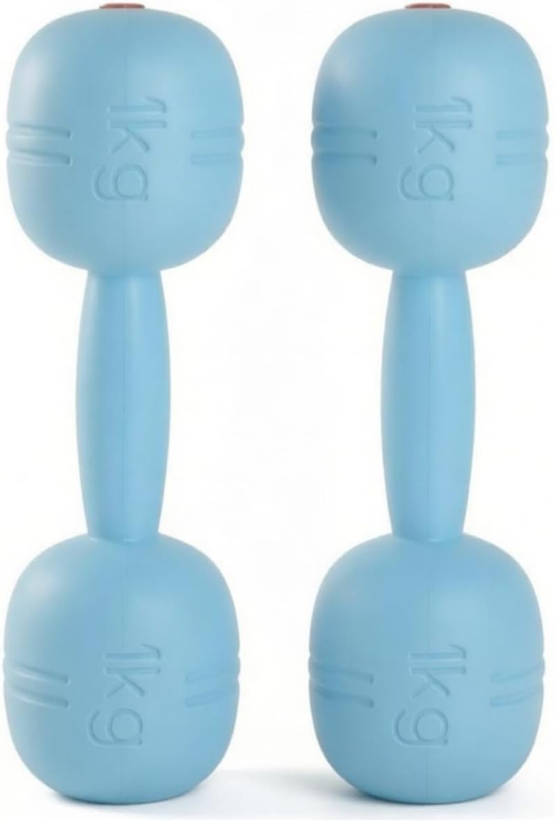 Simhoa Toy Dumbbell with Fillable Weights Molded-Grip Toy Dumbbells Pretend Play Dumbbell for, Blue, Macaron/Blue