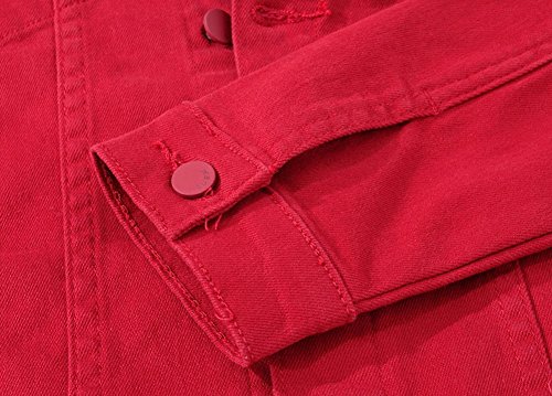 Dsdz Men`s Classic Slim Fit Motorcycle Denim Jacket Coat Red Us L(Asian 4Xl) #TOP4