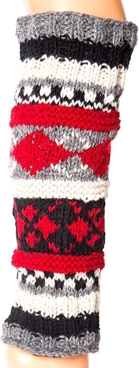 Tibetan Socks Hand Knit Wool Fleece Lined Leg Warmers Boot Toppers