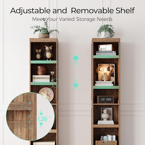 LINSY HOME 5-Shelf Bookcase, Narrow Bookshelves Floor Standing Display Storage Shelves 68 in Tall Bookcase Home Decor Furniture for Home Office, Living Room, Bed Room - Dark Brown