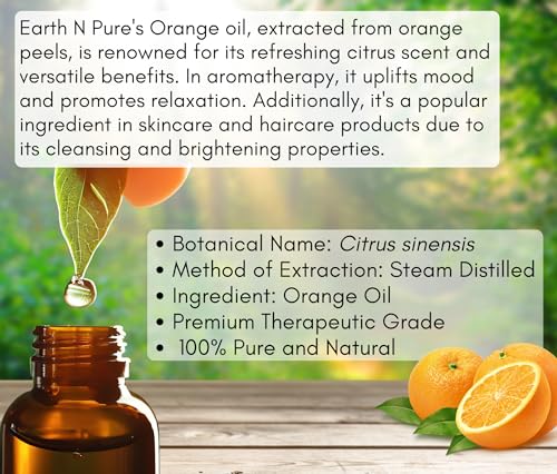 Image of Earth N Pure Lavender & Orange Essential Oils | Pack of 2 (15 ml each) | 100% Pure, Undiluted, Natural and Therapeutic Grade - Perfect for Aromatherapy, Skin Therapy & More