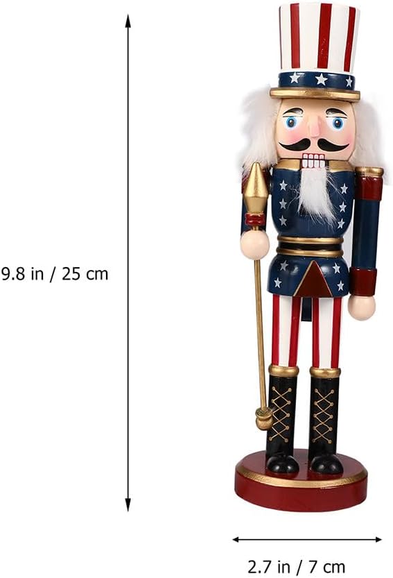 PRETYZOOM 3 Pcs Patriotic Nutcracker Puppet 10 Inch Wood Nutcracker Desk Topper 4th of July Party Party Decorations