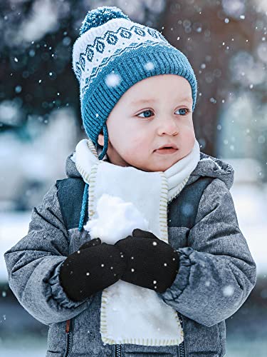 Image of Boao 5 Pairs Toddler Mittens Magic Stretch Black Kids Winter Knitted Gloves Multicolor Newborn Warm Gloves for Boys and Girls