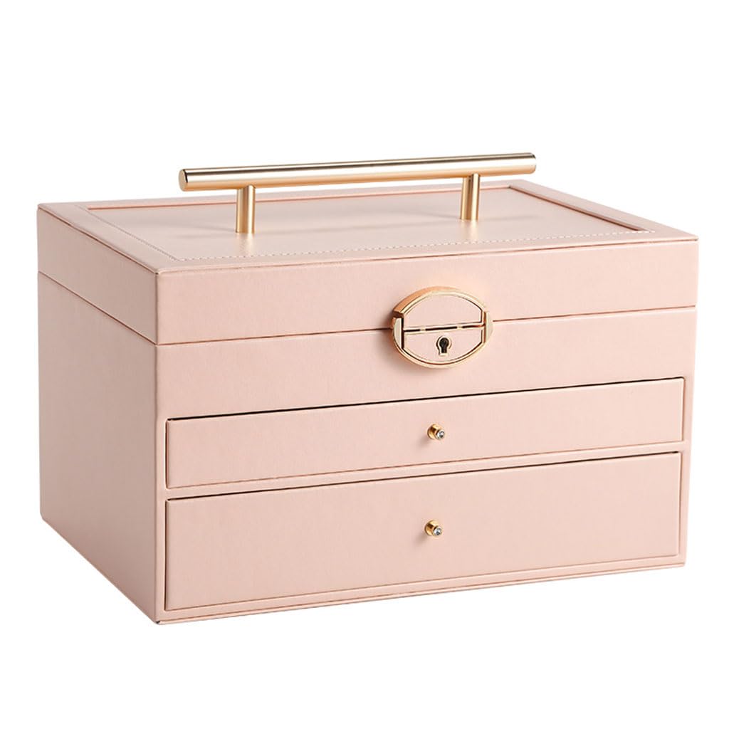 CVHfhjTG jewellery box, Jewelry Box Drawers Boxes, Built-In Mirror Storage Case, Display for Necklace Earrings Bracelets Ring Women Girls(C)