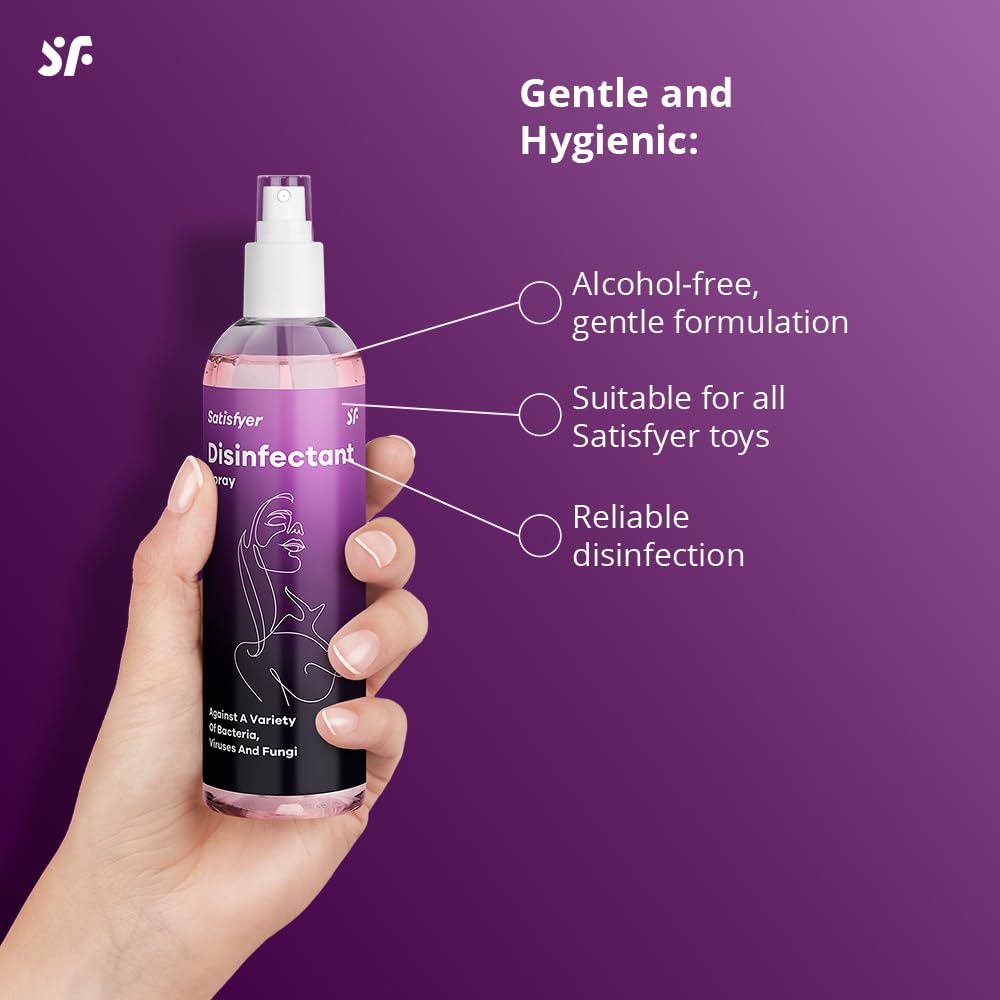 Satisfyer Women Toy Cleaner Disinfectant Spray | Formula di pulizia senza alcool | Protegge da batteri e virus | Disinfezione anche per giocattoli in silicone | 300 ml di disinfettante
