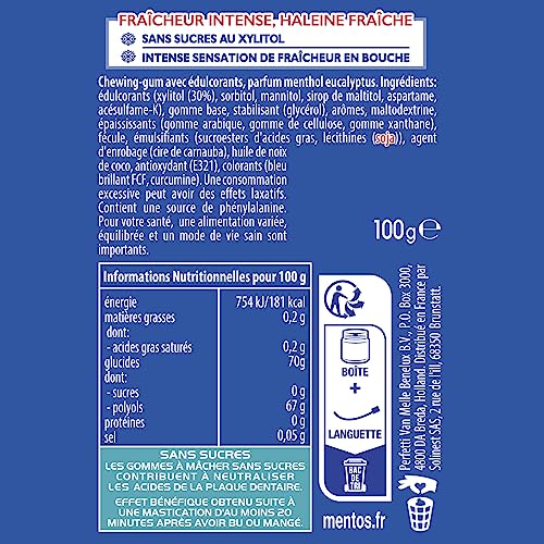 Chewing gum Pure Fresh Eucalyptus Sans Sucres Mentos La Boite De 50 Dragées 100 G - vue 3