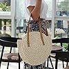 YXQSED Damen Gewebte Tasche Rund - Sommer Strandtasche Stroh Umhängetaschen Handgemachte Schultertaschen Groß Beige #3