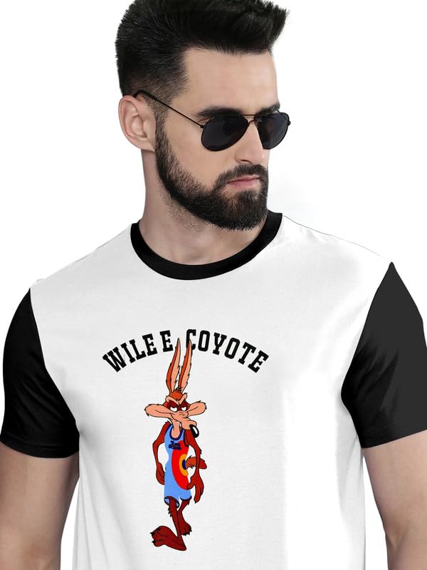 RITCHER Coyo Cartoon Printed Regular Fit Cotton T-Shirts with Text Printed, Round Neck Design & Short Sleeve Casual Crew Neck Stylish Tee for Men