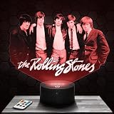 Nachttischlampe, Touch-Nachtlicht The Rolling Stones, 3D-LED-Lampe Illusion, Geschenkidee Weihnachten Geburtstag Junge und Mädchen Nachttischlampe Kinder- oder Erwachsenenzimmer