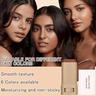 Tinted Moisturizer Stick Serum for Boost Skin Tint, Multiuse Solid Tinted Moisturizing Foundation Stick, Natural Makeup, Solid Beauty Balm for Foundation and Contour Concealer