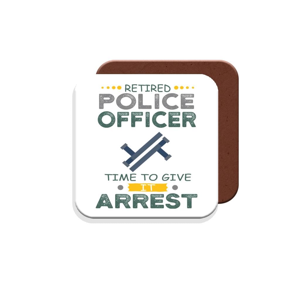 Muggz Coaster Retirement Gift For Police Officer - Time To Give It Arrest Retirement - Giftset - Made By In The Uk