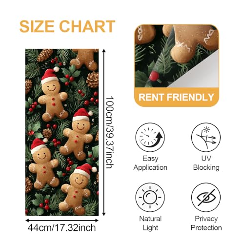 Image of Gingerbread Man Christmas Window Film 17.32x39.37in Cling