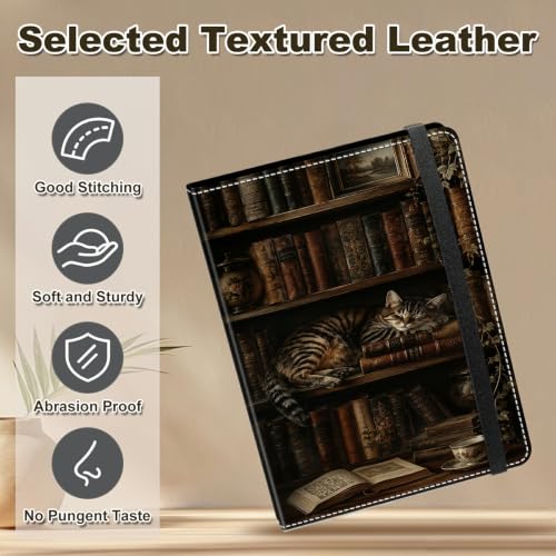 Image of Photo Album 4x6 120 Photos with Strong Elastic Band, Dark Cat Library | Large Capacity Premium Leather Picture Album, Portable Wallet Albums Photo Book for Family Anniversaries Wedding Baby