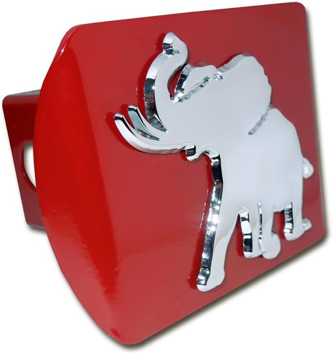 University of Alabama Chrome Pachyderm on Red Metal Hitch Cover