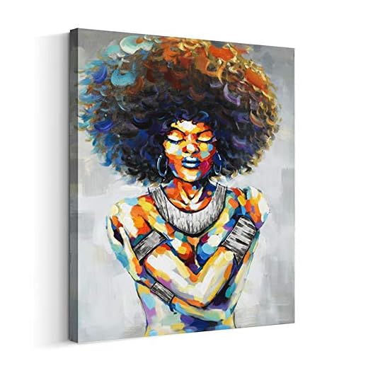 ARTINME African American Wall Art Black Art Paintings for Wall African Canvas Wall Art Painting on Canvas African American Art Paintings for Wall (24 x 32 inch, G)