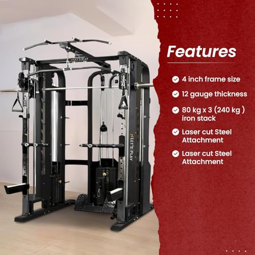 Image of LET'S Play LP-02 Functional Trainer with Integrated Smith Machine & Squat Rack | Heavy Duty Multi-Purpose Strength Training Equipment for Home & Commercial Gym | Lifetime Frame Warranty