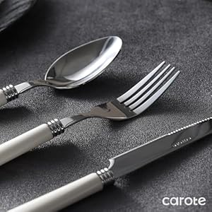 CAROTE 30Pcs Silverware Set, Stainless Steel Flatware Set with White Handle, Dining Tableware Cutlery Set for 6, Utensil Sets for Home Restaurant, Mirror Polished Spoon and Fork Set, Dishwasher Safe CAROTE 30Pcs Silverware Set Stainless Steel Flatware Set with White Handle Dining Tableware Cutlery Set for 6 Utensil Sets for Home Restaurant Mirror Polished Spoon and Fork Set Dishwasher Safe