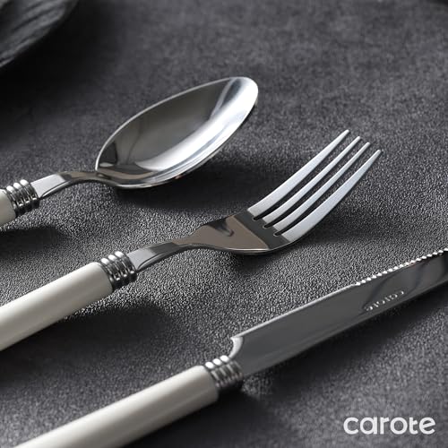 CAROTE-30Pcs-Silverware-Set-Stainless-Steel-Flatware-Set-with-White-Handle-Dining-Tableware-Cutlery-Set-for-6-Utensil-Sets-for-Home-Restaurant-Mirror-Polished-Spoon-and-Fork-Set-Dishwasher-Safe CAROTE 30Pcs Silverware Set Stainless Steel Flatware Set with White Handle Dining Tableware Cutlery Set for 6 Utensil Sets for Home Restaurant Mirror Polished Spoon and Fork Set Dishwasher Safe