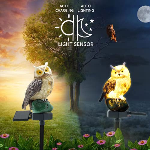 Smilingtown 2 Packs Owl Solar Garden Lights Outdoor Decorative Stake Light Waterproof Owl Decory To Scare Birds Away Yard Patio Lawn Ornaments Halloween Decorations #TOP3