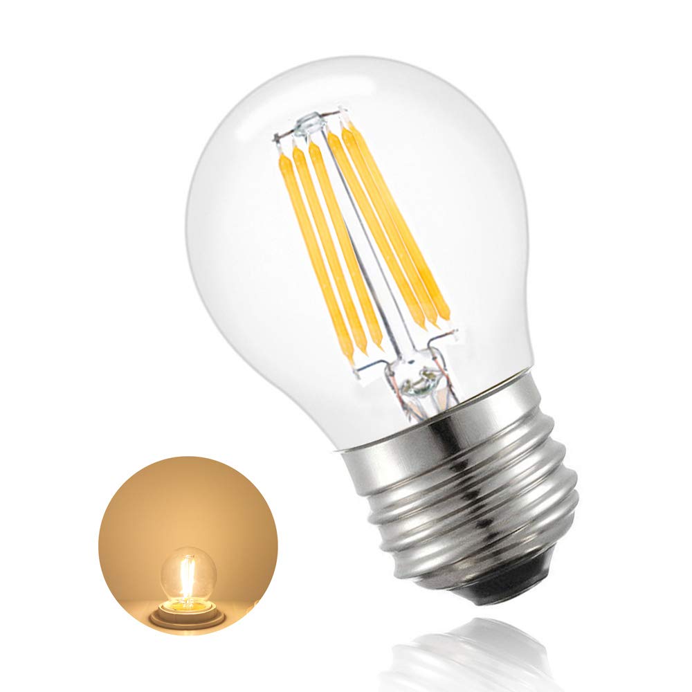 Chao Zan 6W E27 Led Light Bulbs G45 Led Filament Bulb, 60W Incandescent Equivalent, 560Lumen Warm White 2700-3000K Edison Screw Globe Bulb, 360° Beam Angle