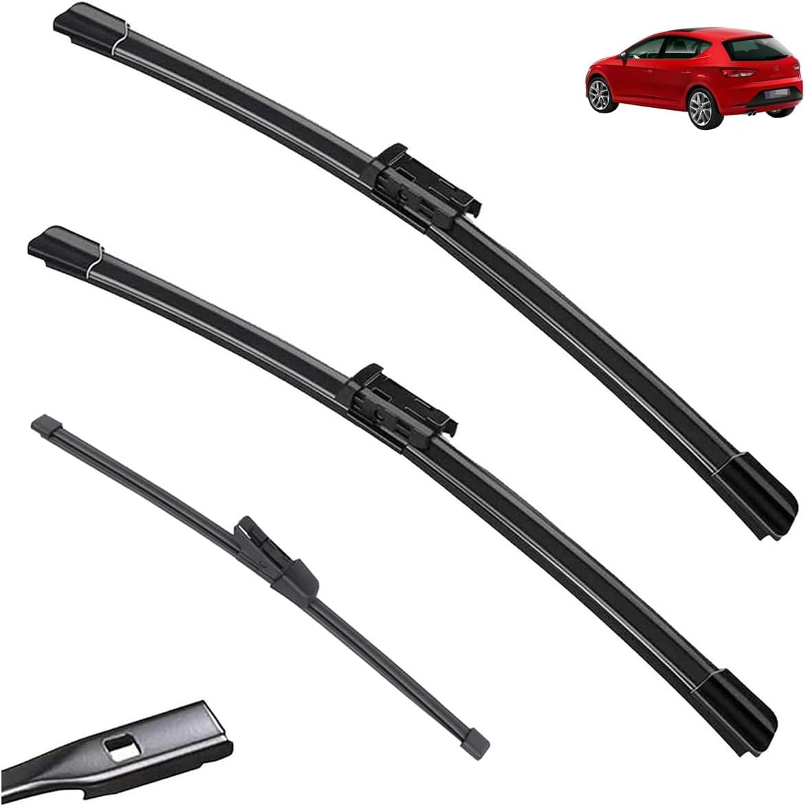 Car Wiper Compatible with Seat Leon/ST Wagon Estate 2012-2020 Car Front Rear Wiper Blades Soft Rubber Windscreen Wipers Auto Windshield 26"+16"+14" (Color : 6 wipers)