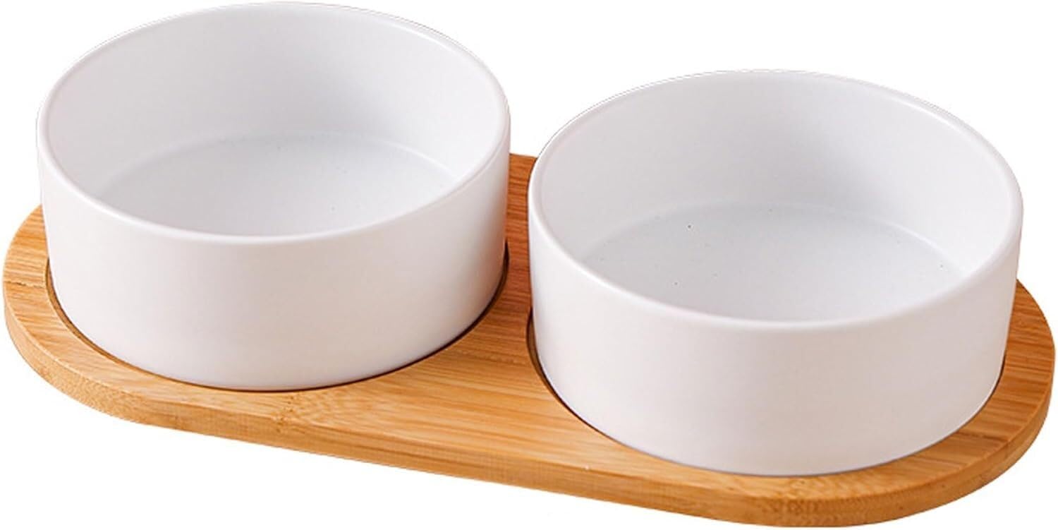 Gamelle de nourriture pour chat - Gamelle en céramique - Gris - Taille unique (double étagère)