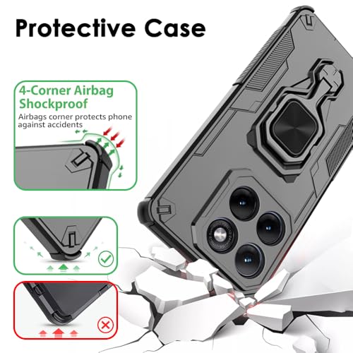 Image of TheGiftKart Tough Armor Bumper Back Case Cover for Motorola Moto Edge 70 Fusion 5G | Ring Holder & Kickstand in-Built | 360 Degree Protection Back Case Cover for Moto Edge 70 Fusion (PC & TPU, Black)