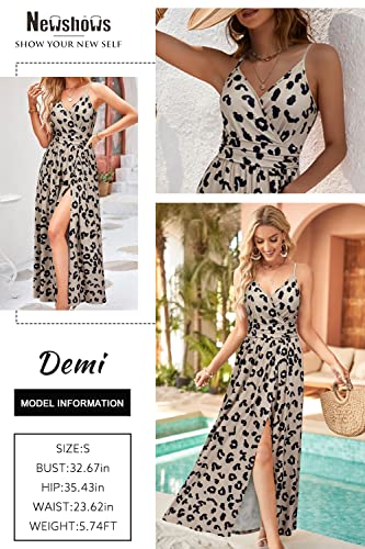 Image of Newshows Women's 2026 Lightweight Summer Wedding Guest Beach Vacation Casual V Neck Split Flowy Maxi Dress