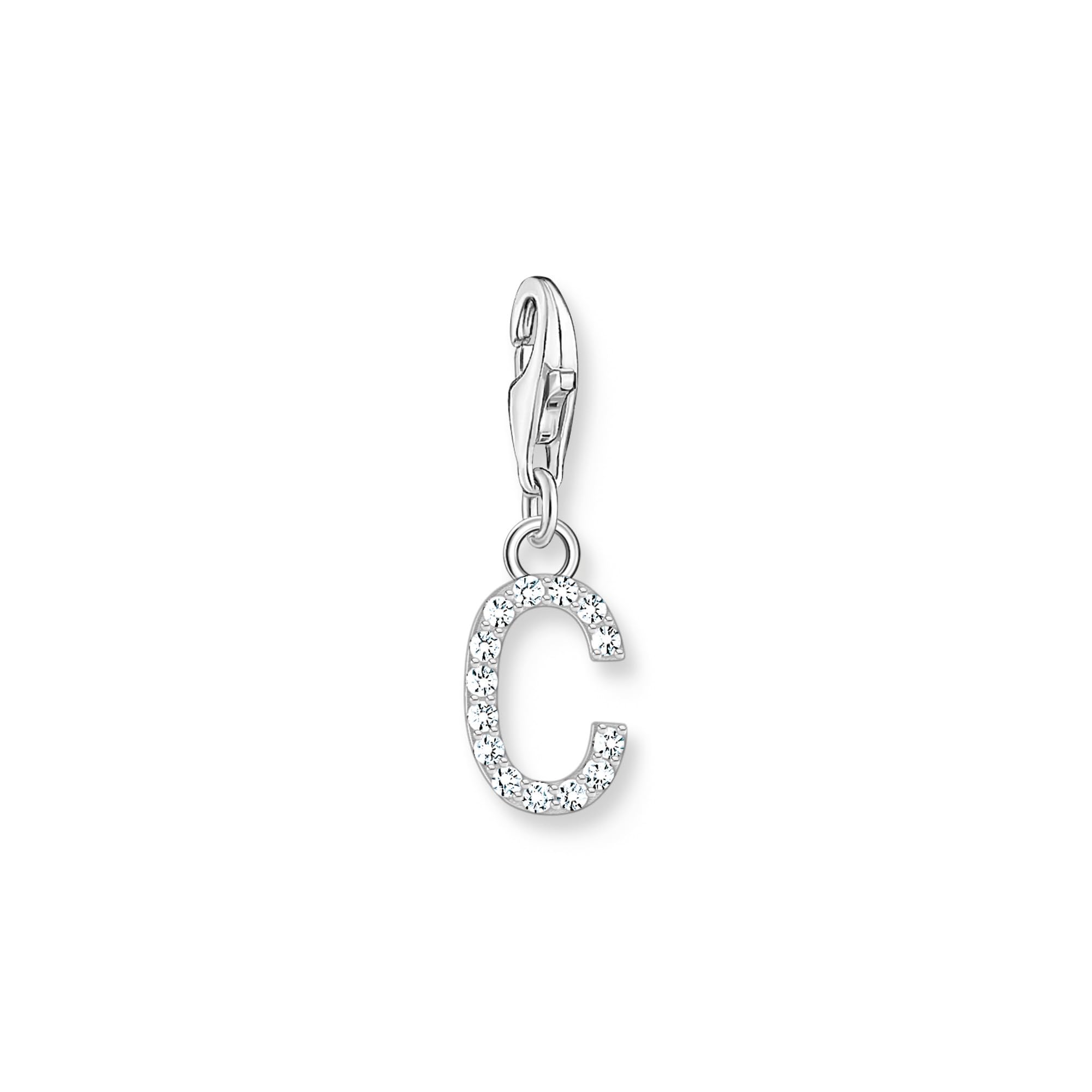 THOMAS SABO Charm-Anhänger Buchstabe C mit weißen Steinen Silber 925 Sterlingsilber