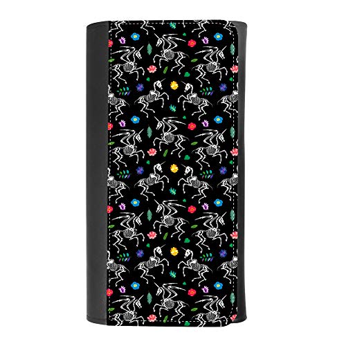 (Skeleton of Pegasus Unicorn) women's Patterned Leather Buckle Trifold Wallet Bag Pouch Holster With Credit Card Holder insurance for smartphones