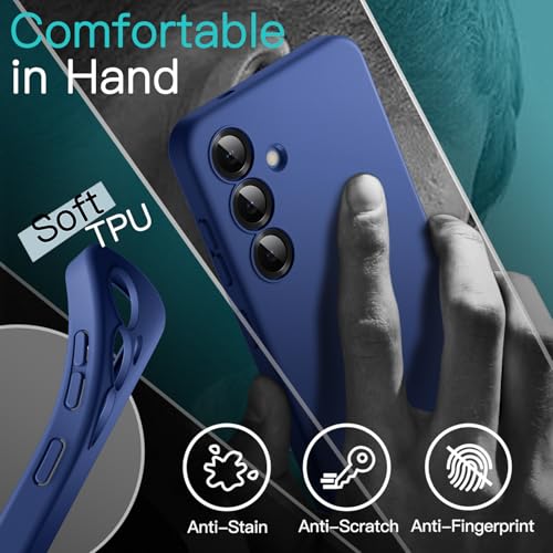 Image of JETech Slim Fit Cover Case for Samsung Galaxy S25 5G, Camera Lens Full Protection, Soft TPU Thin Protective Phone Cover with Matte Finish, Shockproof (Navy)