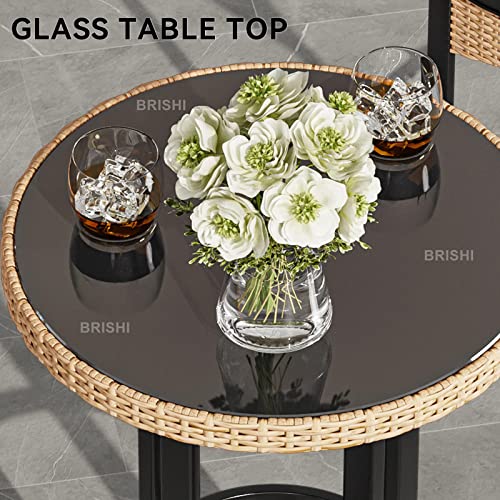 Image of BRISHI Outdoor Bar Set Garden Patio Bar Set 1 +2 2 -Chairs and 1- Table Set Balcony Bar Table with Stool Set (Dark Cream)