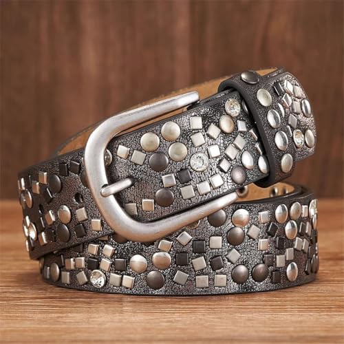 3.7Cm Pu Leather Rivet Belts Women Studded Strap For Jeans2